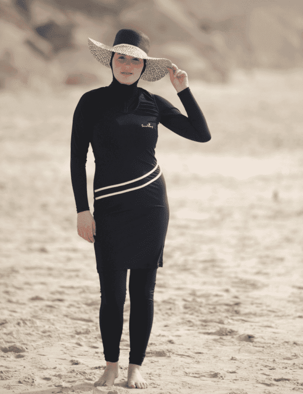 Modest swimsuit with burkini headpiece 1