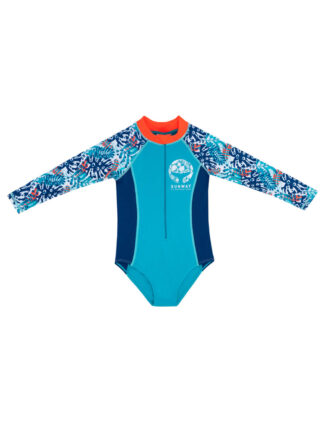 Complete swimsuit for girls Tropical texture