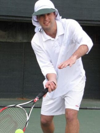 White tennis shirt with long sleeves fabric SunWay sunscreen