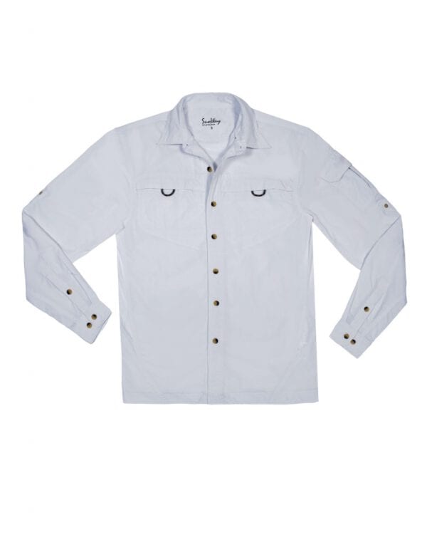 White long-sleeve hiking shirt