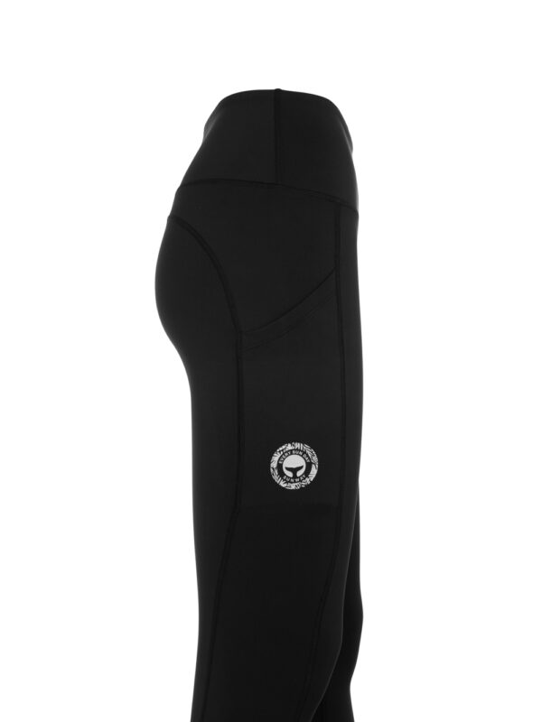 Tights in a long, shapely swimsuit with side pockets