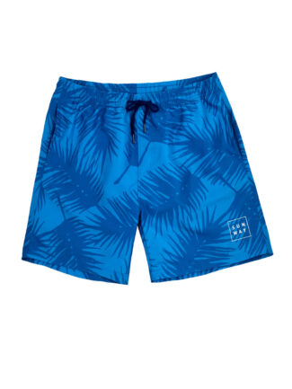 Men's Swimsuit Pants Blue Palm Leaf Texture