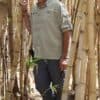 Khaki-colored long-sleeve hiking shirt