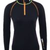Thermal swimsuit shirt, women's black Lycra fleece thermal surf shirt