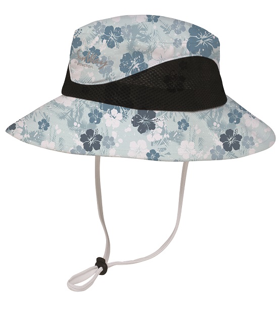 Wide-brimmed cap floral light blue