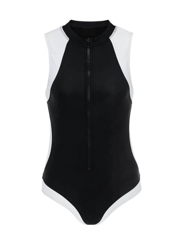 Women's complete black and white swimsuit